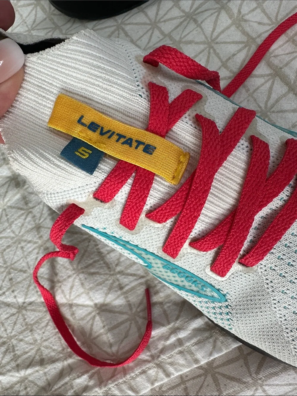 Women's Brooks Levitate 5 White Running Shoes with Yellow/Teal/Pink Accents